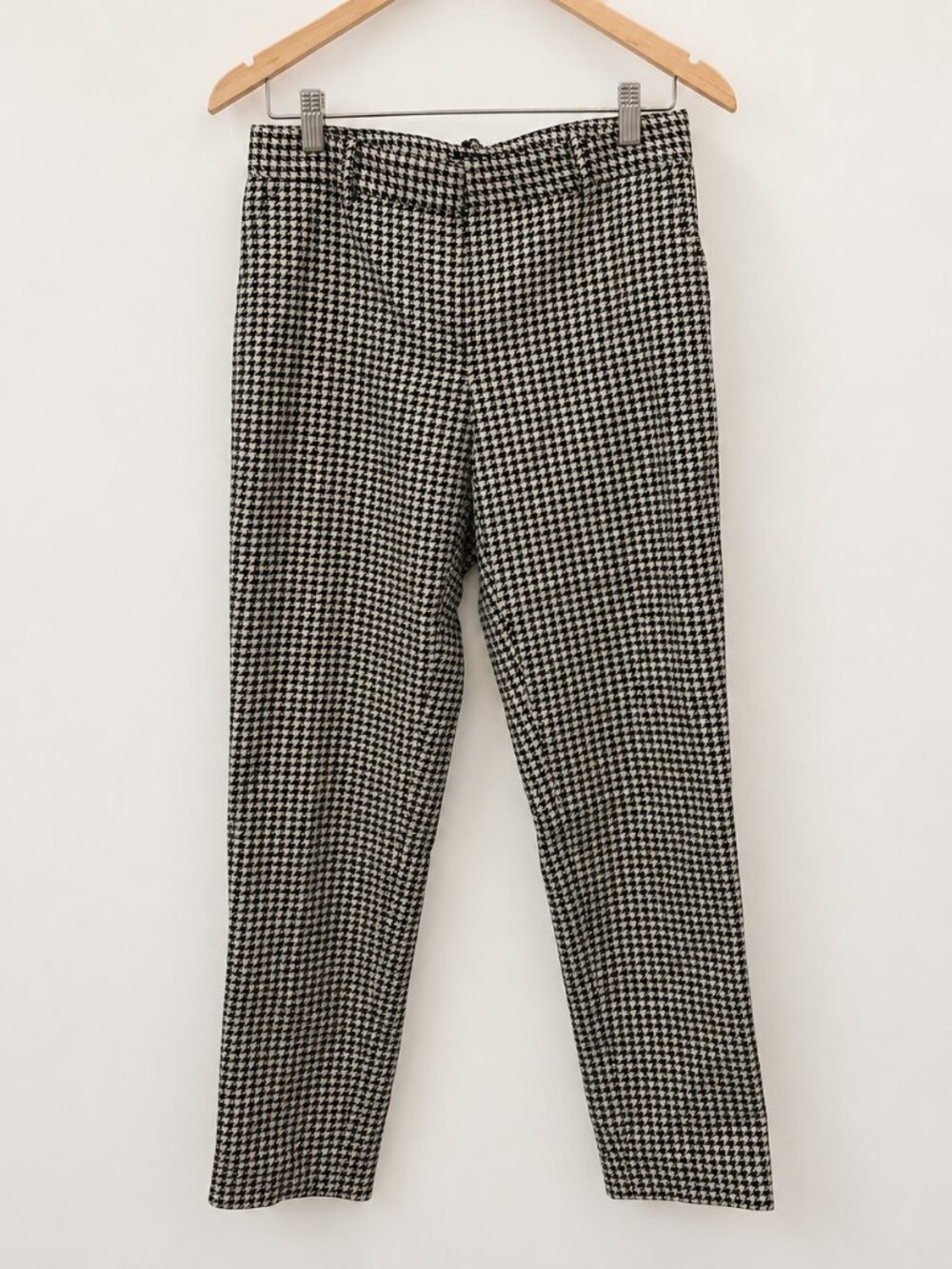 Theory Black & Cream Houndstooth Slim-Leg Trousers – Size 4